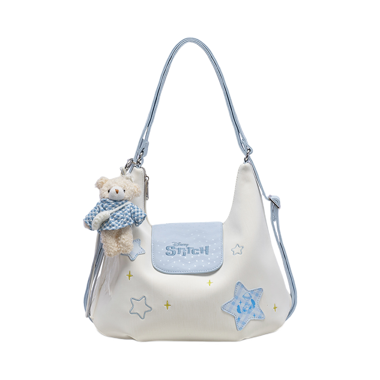 推荐商品：Disney/迪士尼 史迪仔系列 常规 甜酷卡通撞色高颜值学生逛街约会日常合成革拼织物手提包