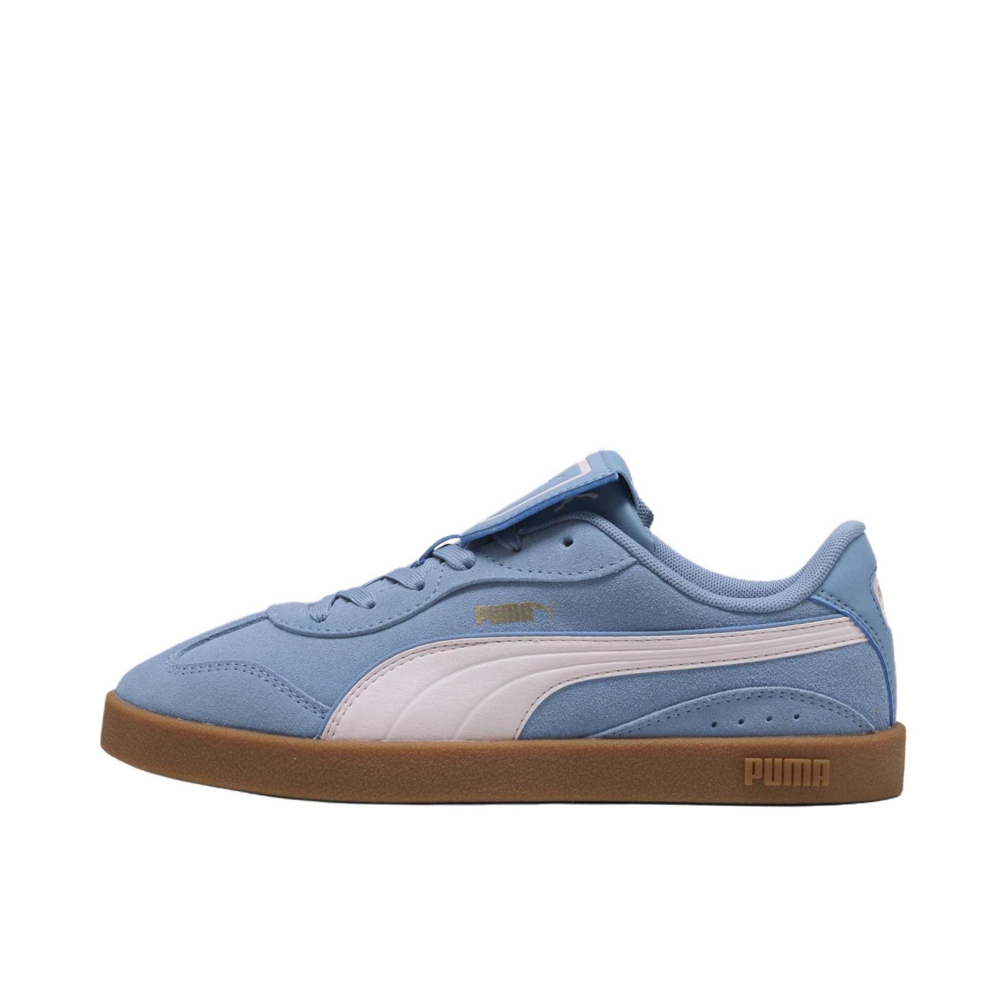 推荐商品：Puma/彪马 CLUB AZURA 德训鞋 板鞋 复古优雅可拆卸T头鞋缓震圆头牛剖层革防滑 蓝色