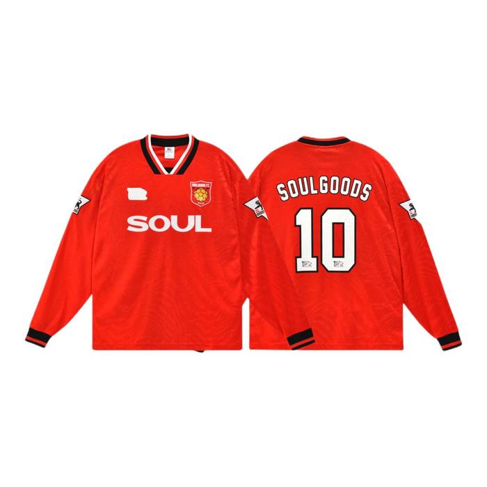 推荐商品:SOULGOODS/灵魂虎 2026SS 套头V领数字长袖足球服 赤红