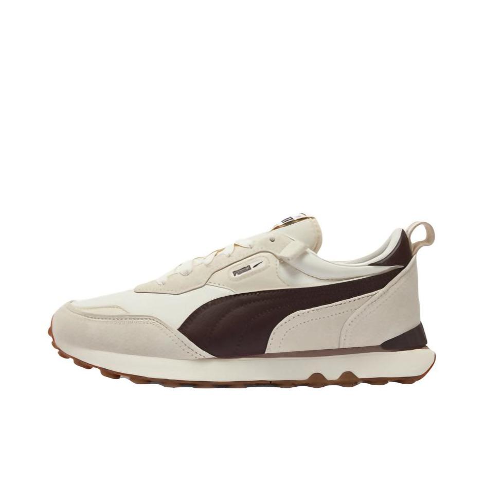 推荐商品：Puma/彪马 Rider FV 运动休闲鞋 减震防滑耐磨舒适轻便网面透气复古百搭抓地 雪白色/巧克力棕/暖白色