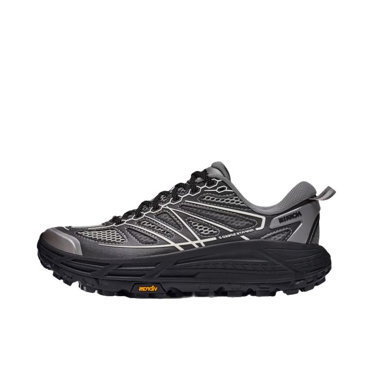 推荐商品：HOKA ONE ONE Mafate Speed 2 马法特 户外鞋 越野跑鞋 缓震透气防滑耐磨轻便支撑低帮 网面/星际灰/黑色