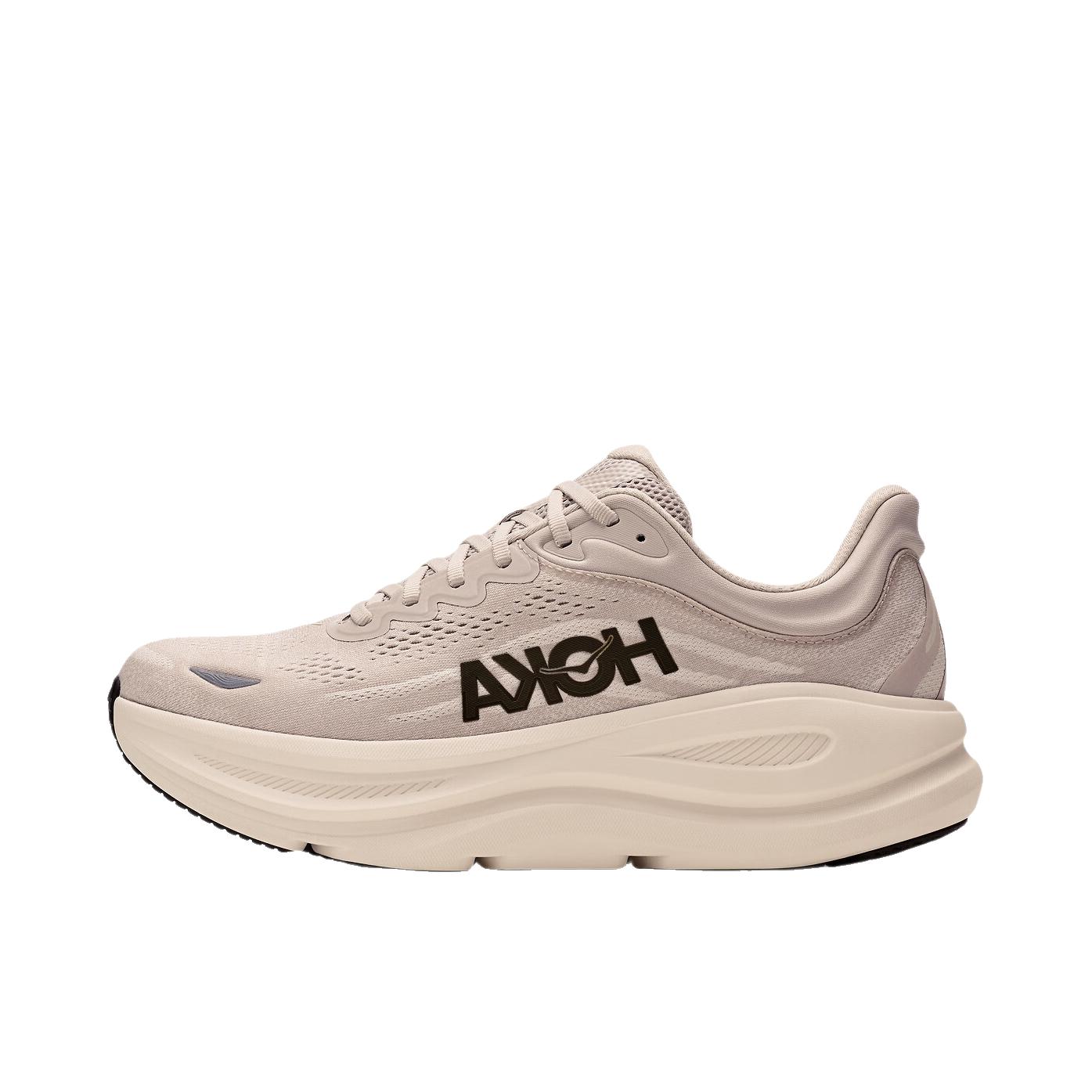 推荐商品：HOKA ONE ONE Bondi 9 越野跑鞋 防滑耐磨缓震透气低帮舒适百搭 河岩灰/雅石白