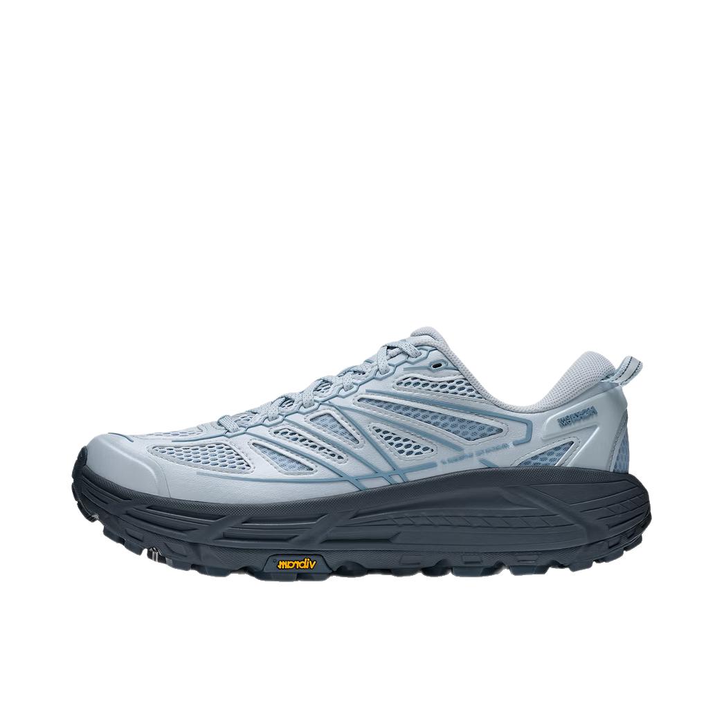 推荐商品：HOKA ONE ONE Mafate Speed 2 马法特 户外鞋 越野跑鞋 缓震透气防滑耐磨轻便支撑低帮 网面/阴云灰/苍蓝色