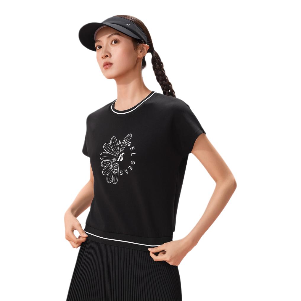 推荐商品：angelseason/天使季节 2026SS 抗菌圆领短袖羽毛球服 女装 AS26JW046 黑