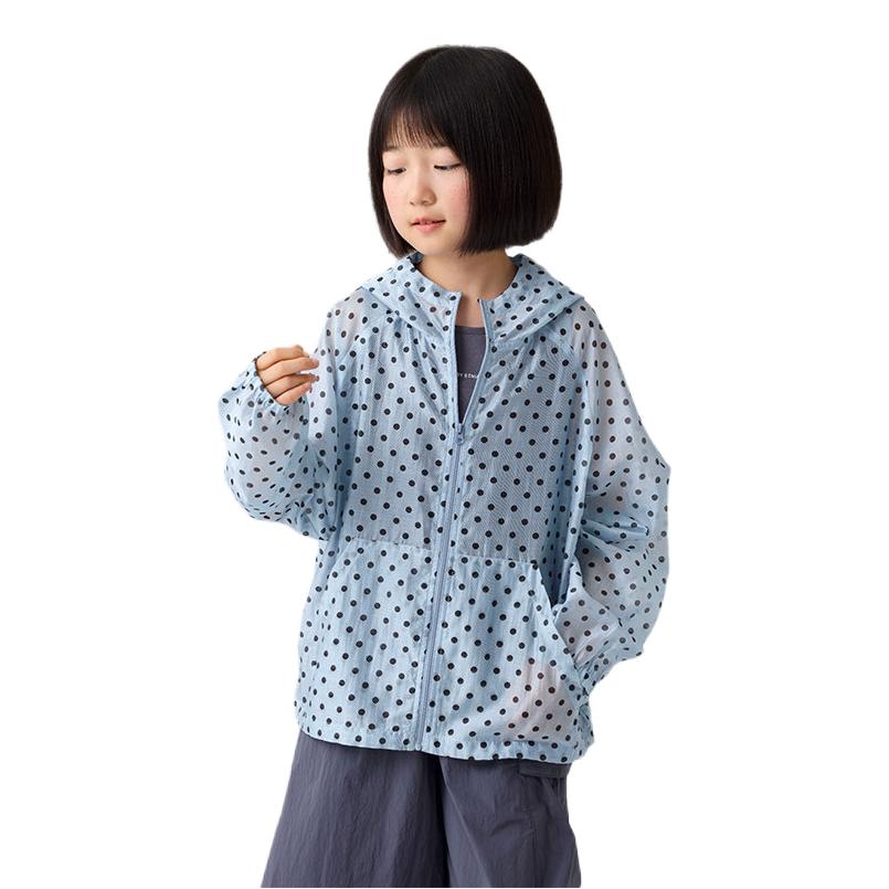 推荐商品：NNGZ童装 2026SS 透气轻薄波点长袖防晒衣 女中大童 B26BF2098G 蓝