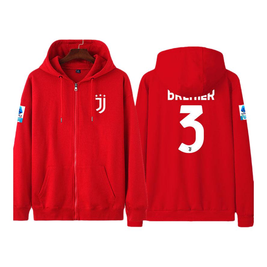 推荐商品：Juventus/尤文图斯 耐磨薄款印花连帽足球服 号红