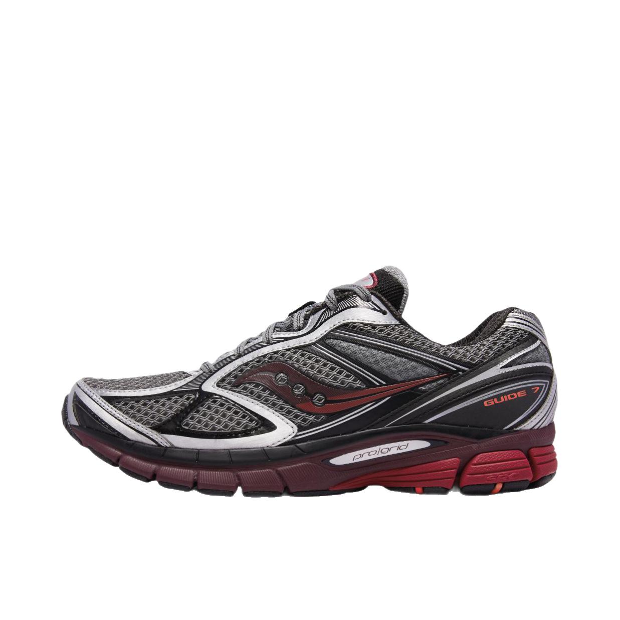 推荐商品：Saucony/索康尼 PROGRID GUIDE 7 跑鞋 耐磨复古美观缓震防滑千禧 灰色/红色