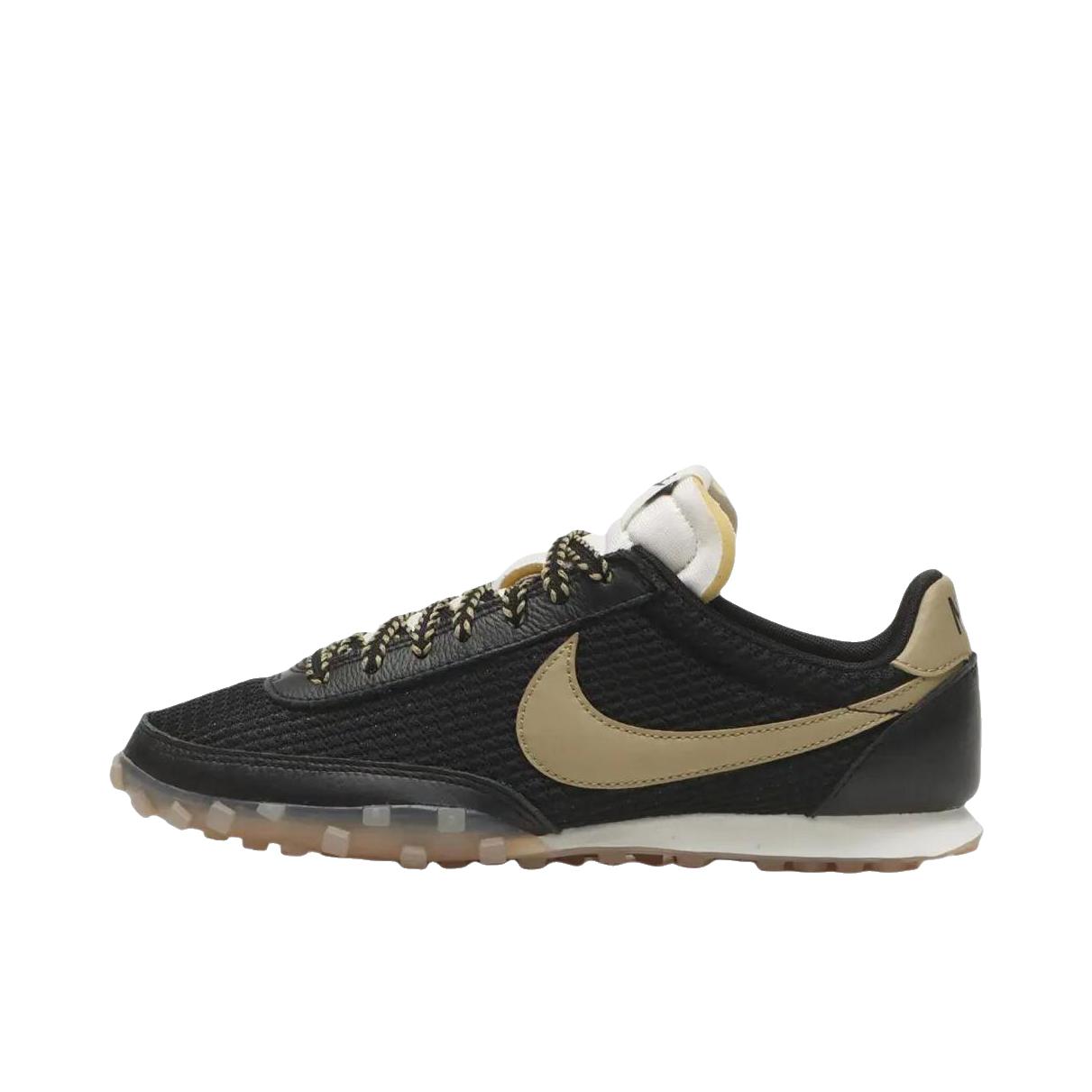 推荐商品：Nike Waffle Racer 跑鞋 防滑耐磨舒适透气织物运动绒面革 黑色/白色/黄色