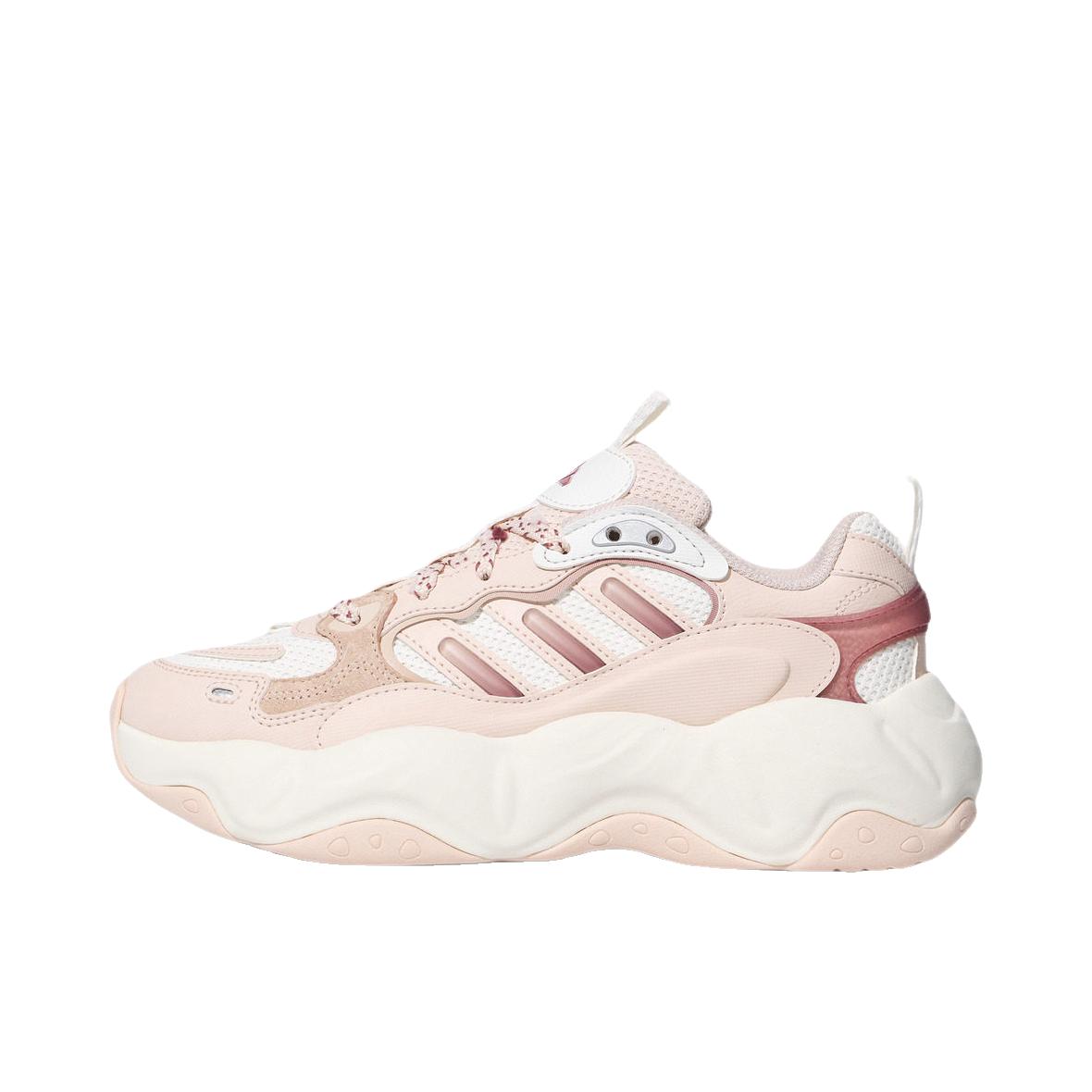 推荐商品：adidas VALLINA 老爹鞋 休闲运动防滑透气 女款/亮白色/奇迹石英色/柔和深红