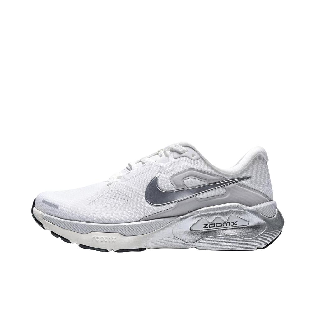 推荐商品：Nike Structure Plus 跑鞋 支撑贴合厚底系带圆头 白色/银色