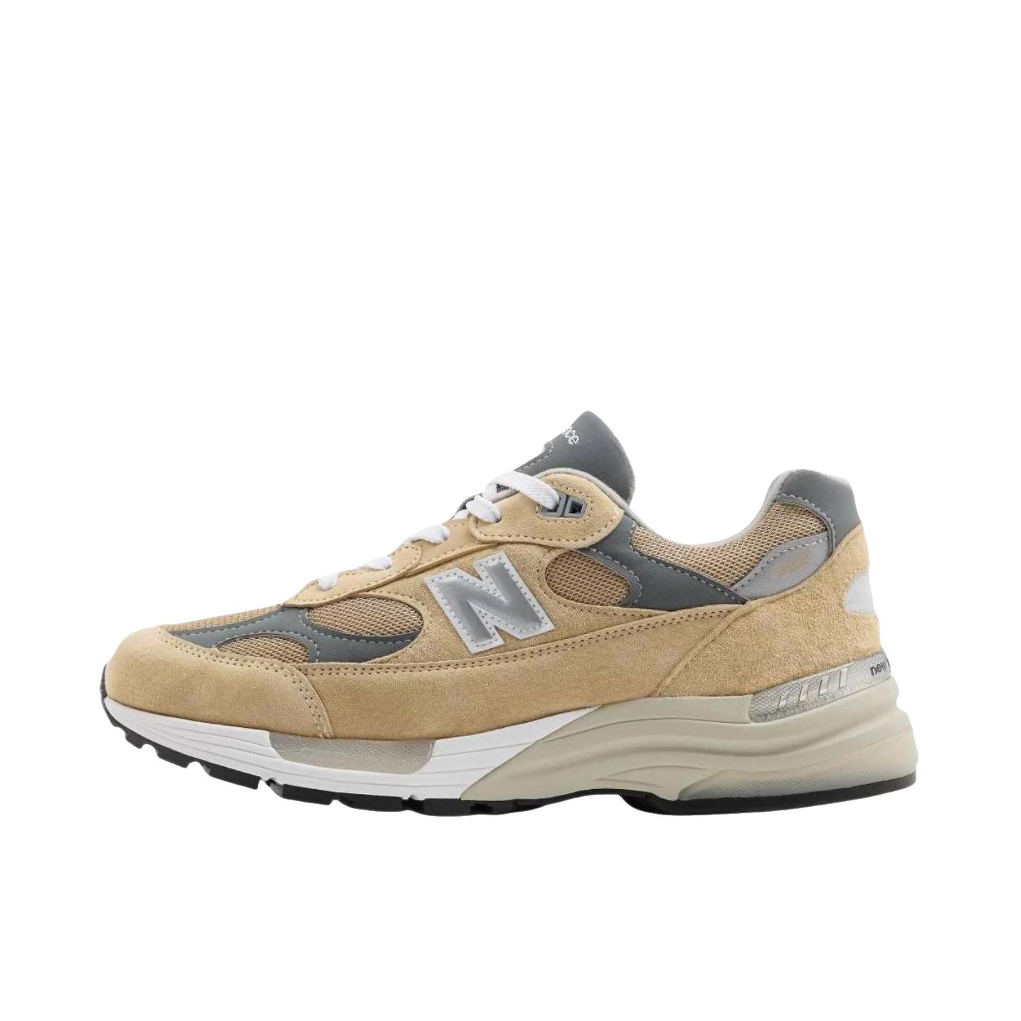 推荐商品：New Balance 992 跑鞋 减震防滑耐磨舒适透气网布织物人造革复古合成革圆头 D宽/浅卡其色 