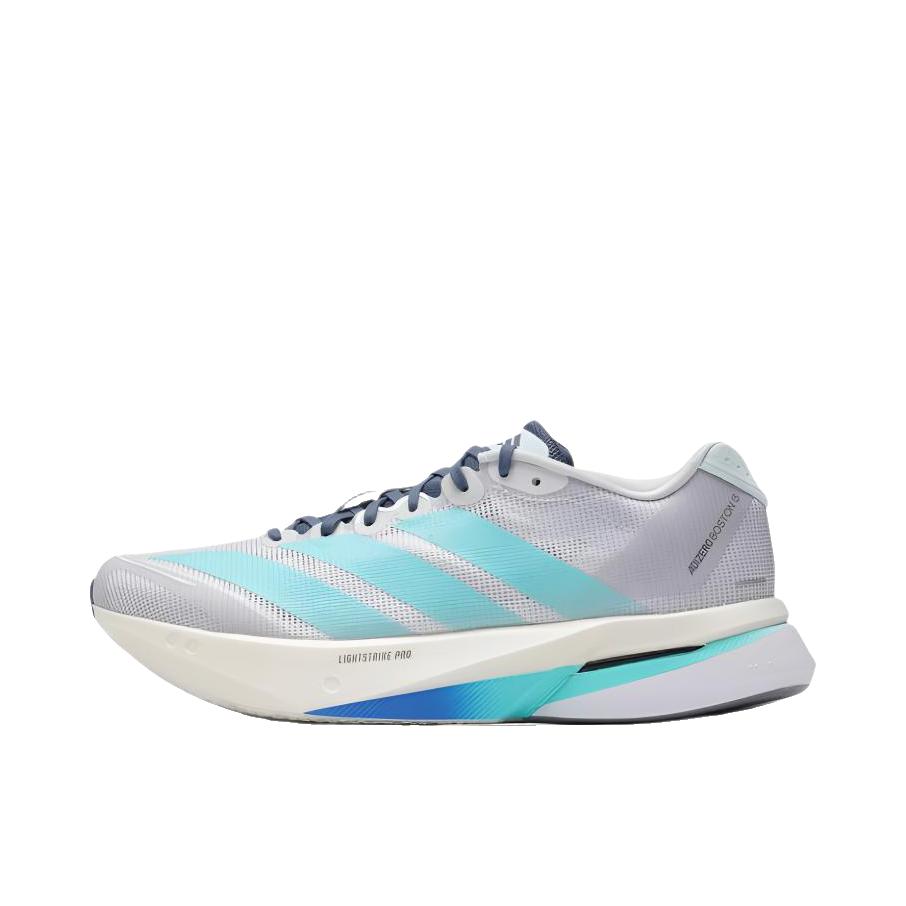 推荐商品：adidas Adizero Boston 13 跑鞋 低帮系带防滑耐磨透气玻纤柱竞训支撑贴合 灰色