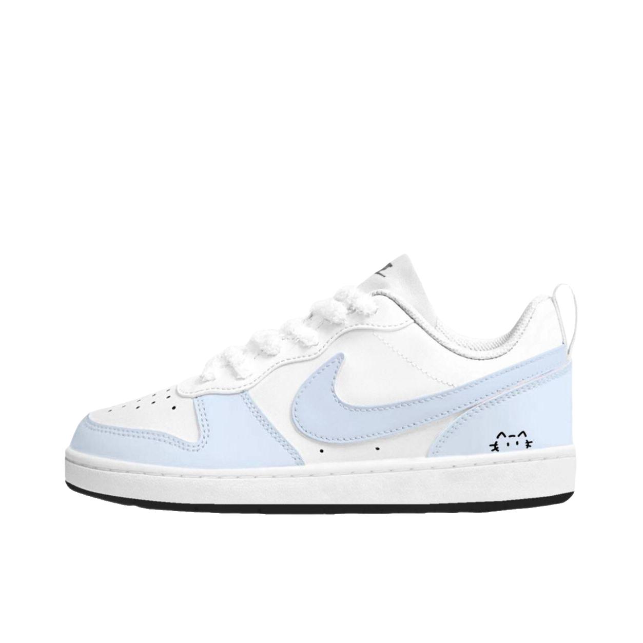 推荐商品：【定制球鞋】 Nike Court Borough 2 板鞋 包裹性增高减龄解构风合成革美式防滑复古轻便 海盐喵喵