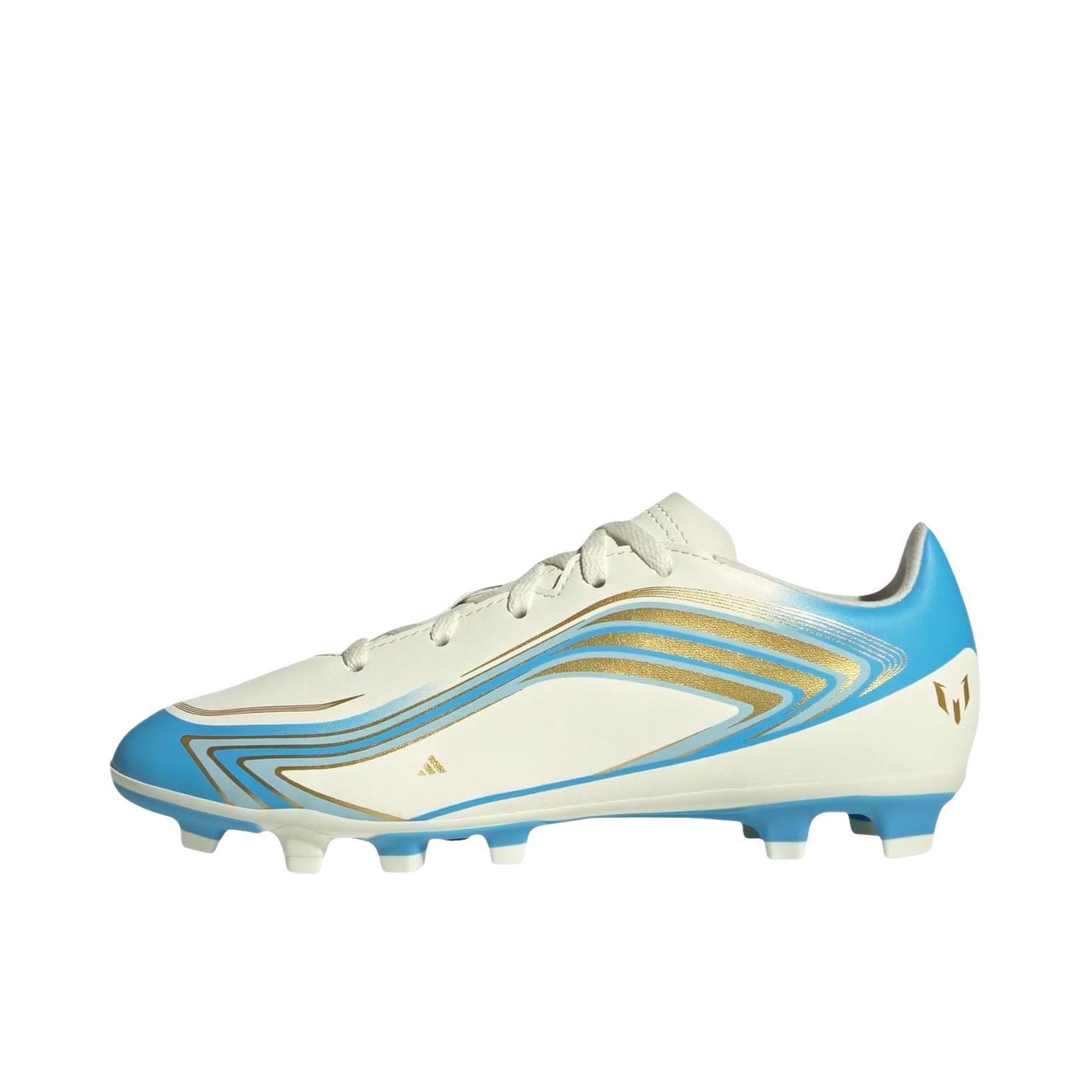 推荐商品：adidas F50 Messi ELITE AG 足球鞋 短钉人造草地 大童/白色/蓝色