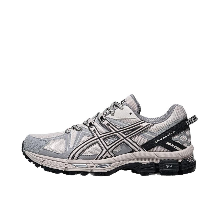 推荐商品：Asics/亚瑟士 Gel-Kahana 8 越野跑鞋 抓地稳定增高缓震回弹网面复古稳定支撑 灰白色/灰色