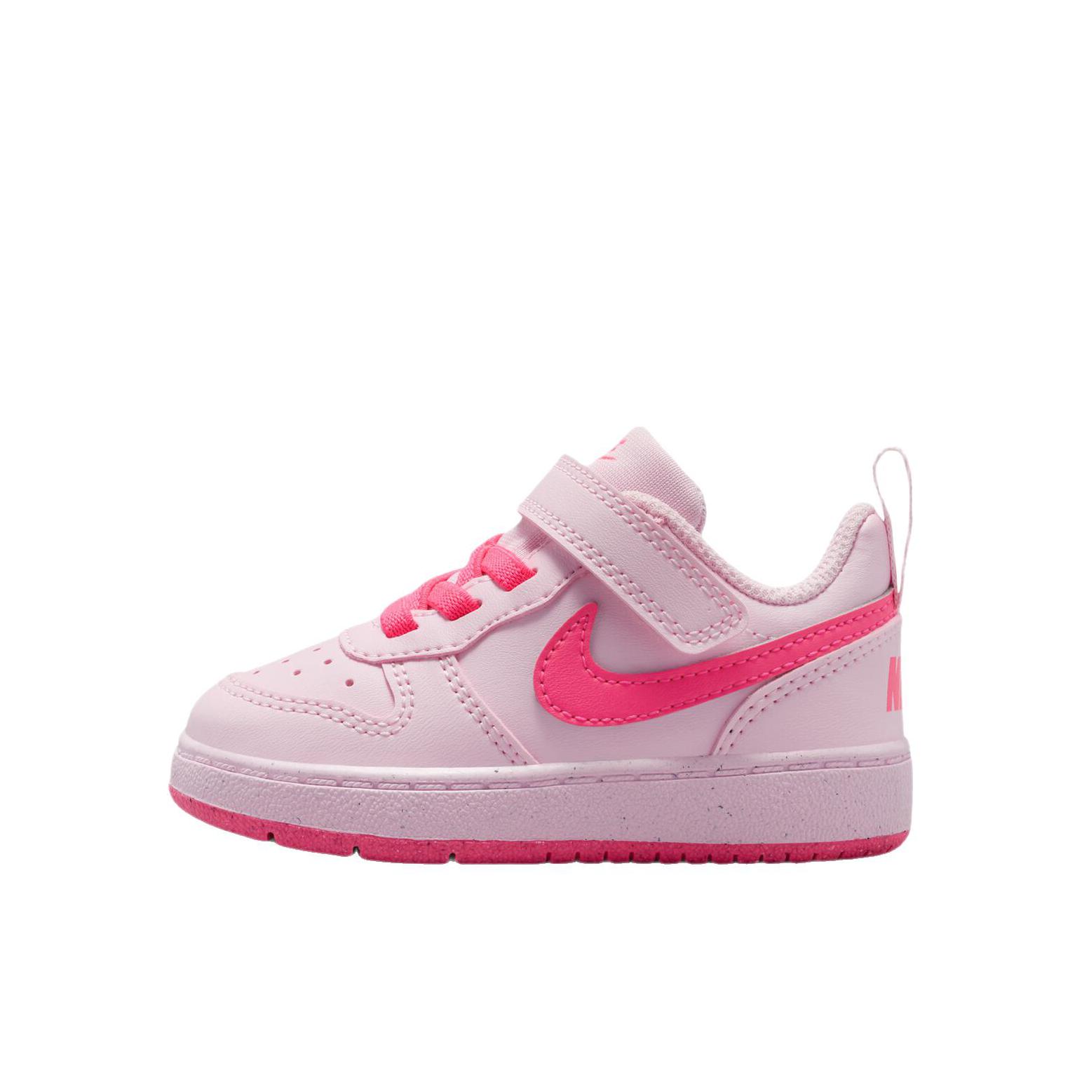 推荐商品：Nike Court Borough 2 魔术贴 减震回弹 支撑 耐磨透气 舒适休闲 防滑 运动 小白鞋 板鞋儿童 小童/泡沫粉/透明粉/白色