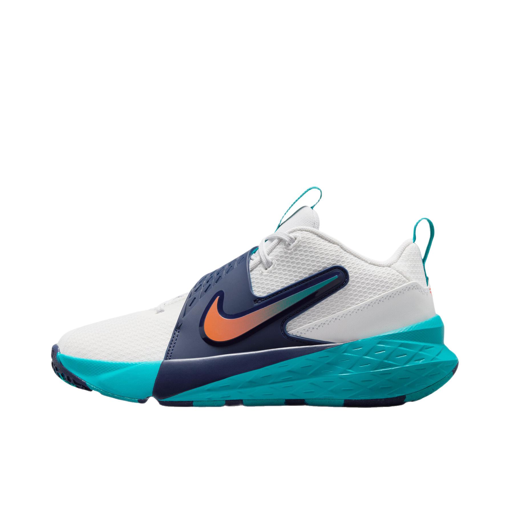 推荐商品：Nike TEAM HUSTLE D 12 舒适缓震 网面 防滑耐磨 抓地 时尚百搭 魔术贴 美观 训练 冬季 易穿脱 贴合 抗扭 篮球鞋 大童/山峰白/醒目橙/能量绿/深藏青/金色