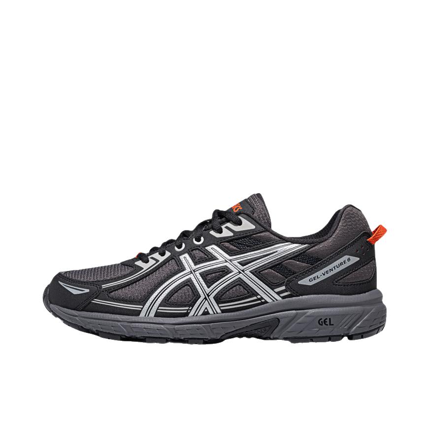 推荐商品：Asics/亚瑟士 Gel-Venture 6 跑鞋 防滑耐磨缓冲抓地减震回弹透气复古越野 黑色/曜石灰/银色