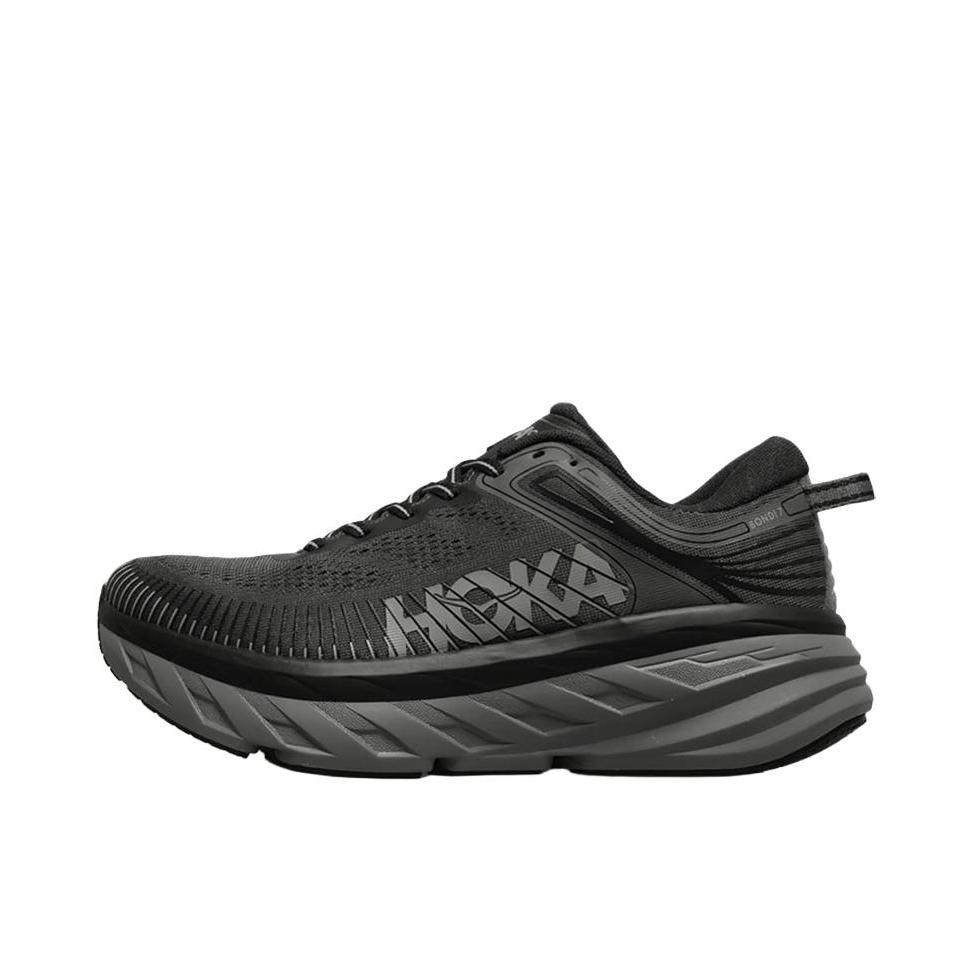 推荐商品：HOKA ONE ONE Bondi 邦代 7 轻便透气 减震 织物 运动 跑鞋 黑色/灰色