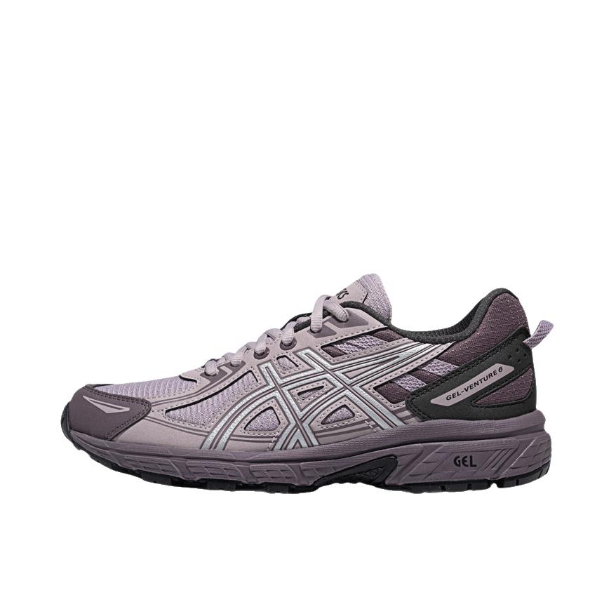 推荐商品：Asics/亚瑟士 Gel-Venture 6 跑鞋 防滑耐磨缓冲抓地减震回弹透气复古越野 灰色/紫色/银色