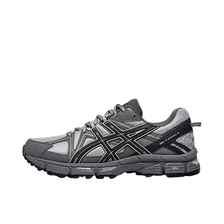 推荐商品：Asics/亚瑟士 Gel-Kahana 8 越野跑鞋 抓地稳定增高缓震回弹网面复古稳定支撑 深灰色/黑色