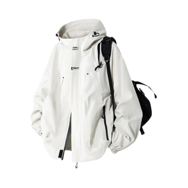 推荐商品：G.M BONNEY 户外登山防风落肩连帽长袖冲锋衣 GM4JK052 卡其/内胆