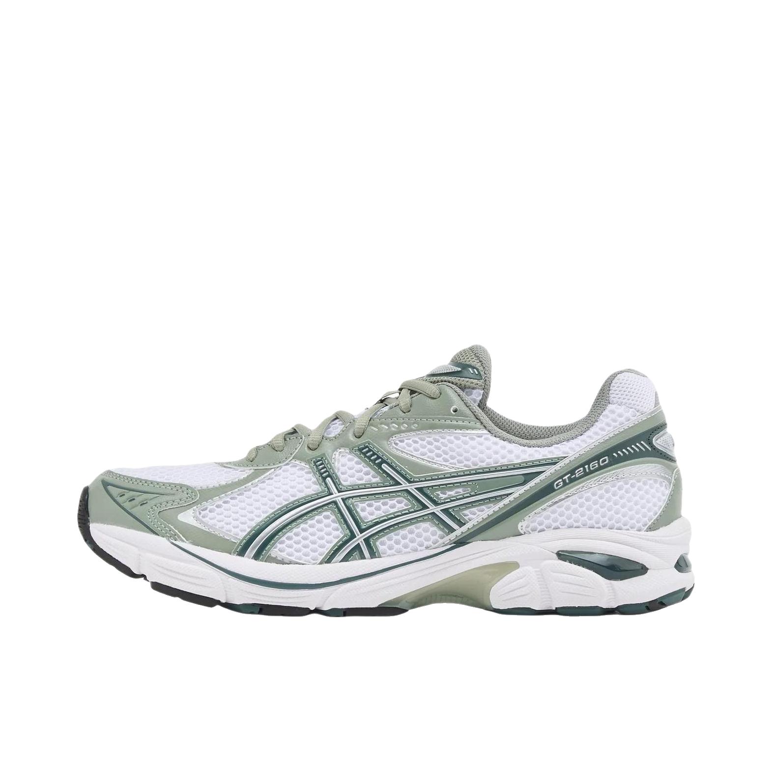 推荐商品：Asics/亚瑟士 GT-2160 跑鞋 拼接舒适缓震网面防滑耐磨复古简约百搭时尚合成革织物耐用短跑圆头支撑 奶白色/绿色