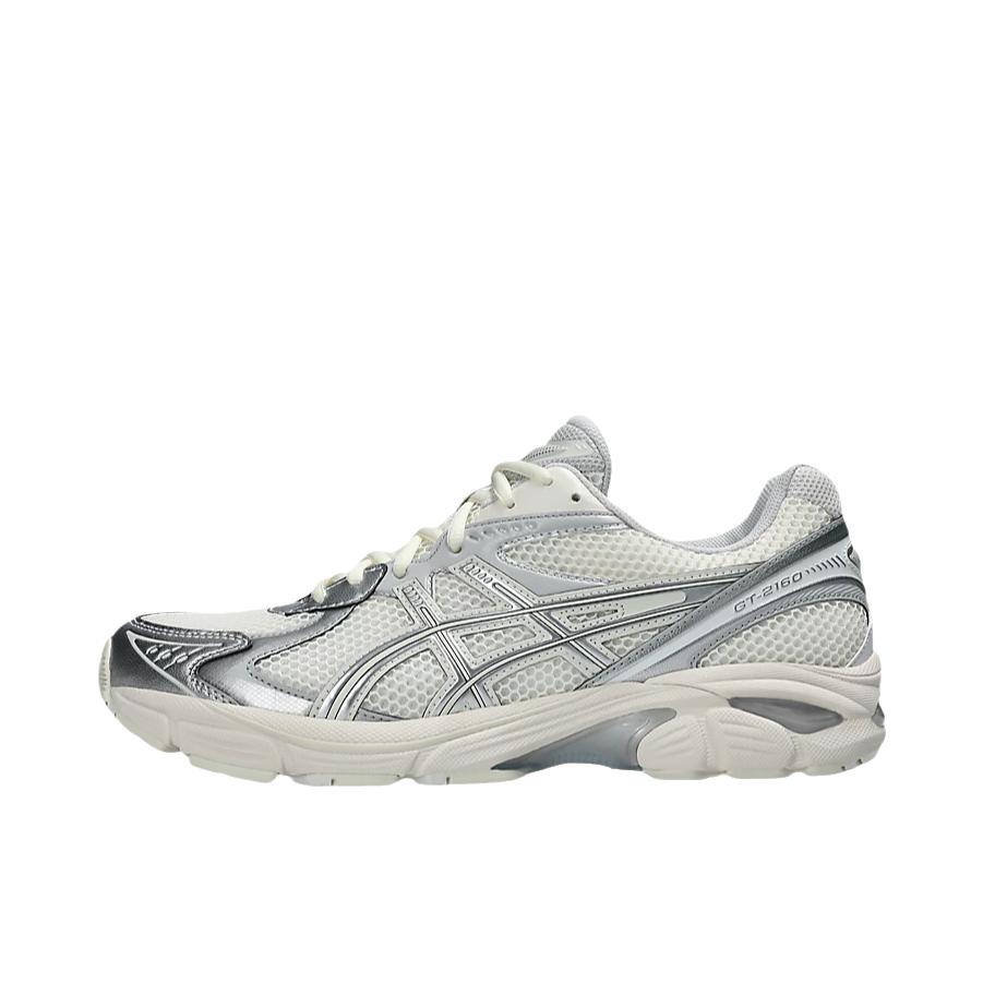 推荐商品：Asics/亚瑟士 GT-2160 跑鞋 拼接舒适缓震网面防滑耐磨复古简约百搭时尚合成革织物耐用短跑圆头支撑 奶油色/纯银色