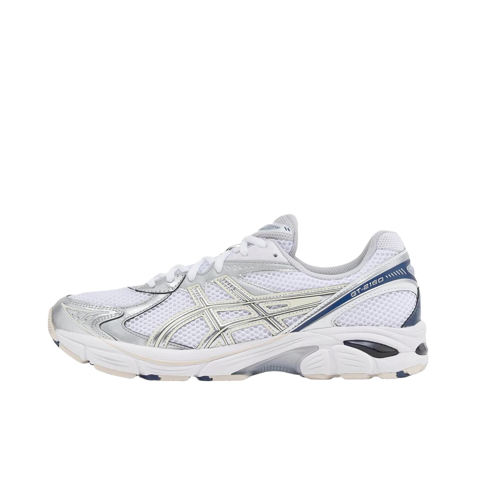 推荐商品：Asics/亚瑟士 GT-2160 跑鞋 拼接舒适缓震网面防滑耐磨复古简约百搭时尚合成革织物耐用短跑圆头支撑 奶白色/浅蓝色