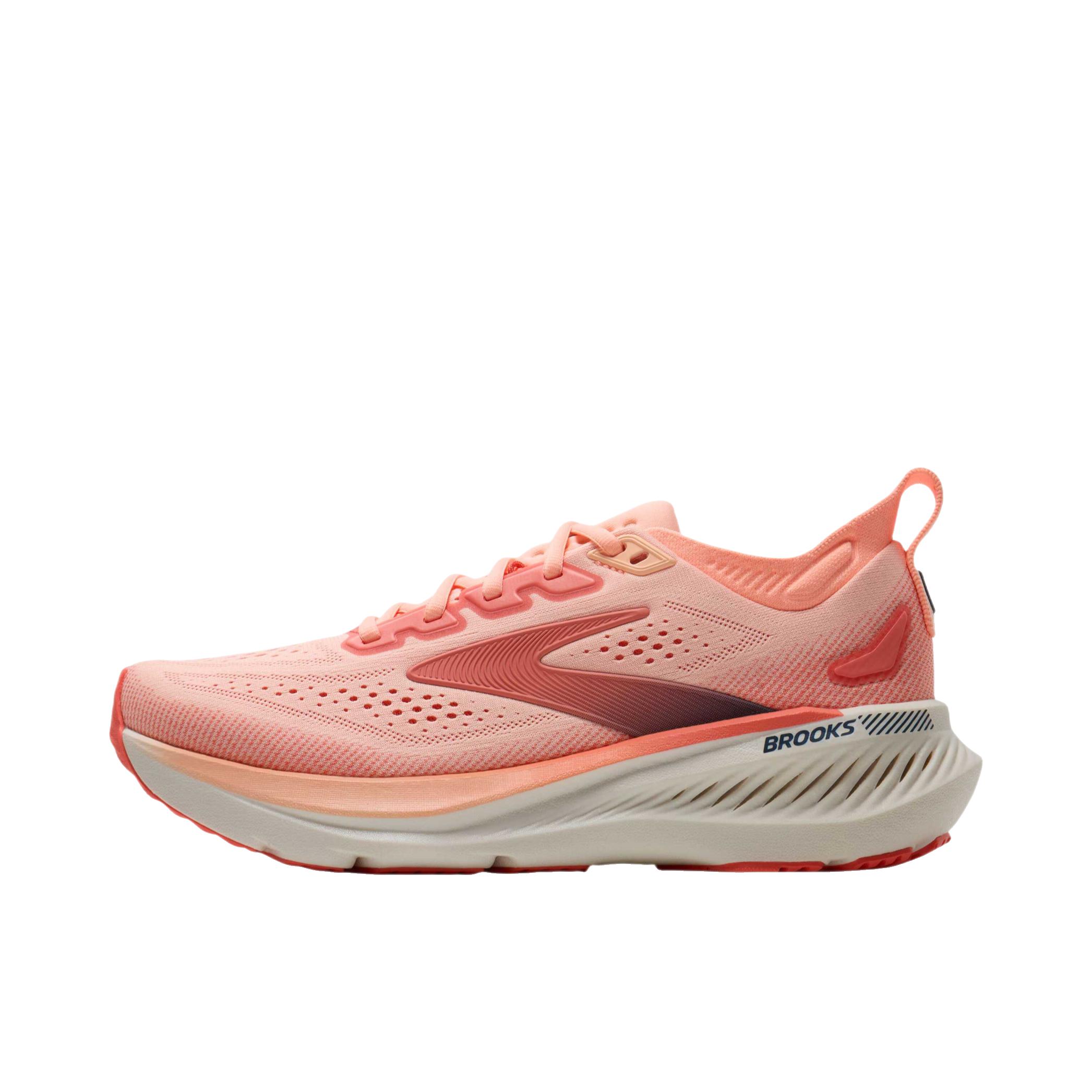 推荐商品：Brooks/布鲁克斯 Glycerin 甘油23 跑鞋 缓震时尚舒适耐磨支撑回弹圆头减震 女款/珊瑚色/桃色/迷魂记 