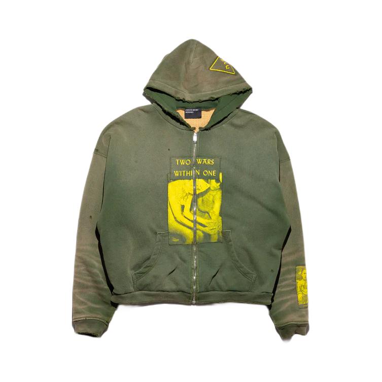 推荐商品：ENFANTS RICHES DEPRIMES 毛圈布落肩双层连帽水洗印花长袖卫衣 020-495 绿