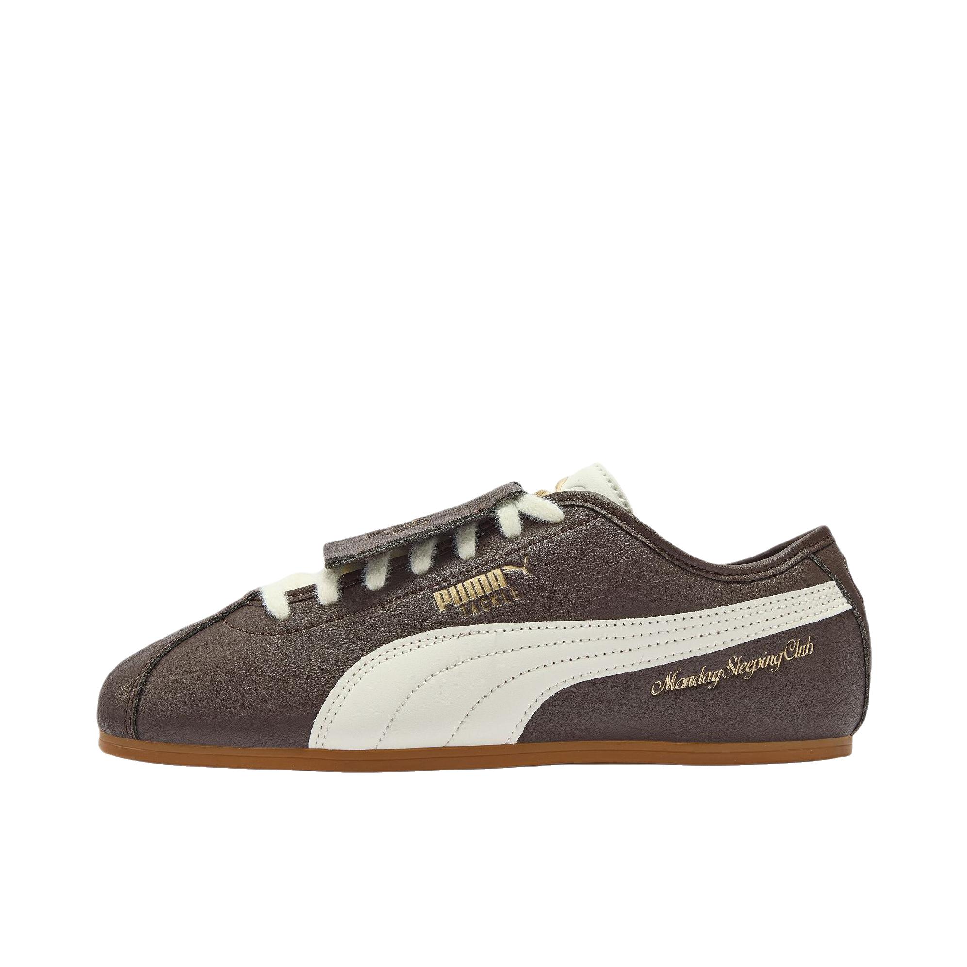 推荐商品：【张凌赫同款】 Puma/彪马 Tackle 运动休闲鞋 舒适简约复古百搭减震圆头薄底包裹性贴合 MondaySleepingClub联名/巧克力色/暖白色