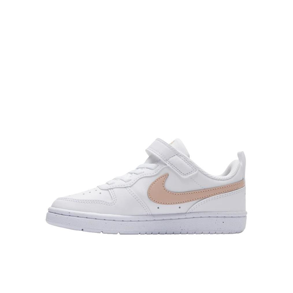 推荐商品：Nike Court Borough 2 魔术贴 减震回弹 支撑 耐磨透气 舒适休闲 防滑 运动 小白鞋 板鞋儿童 小童/羽白色
