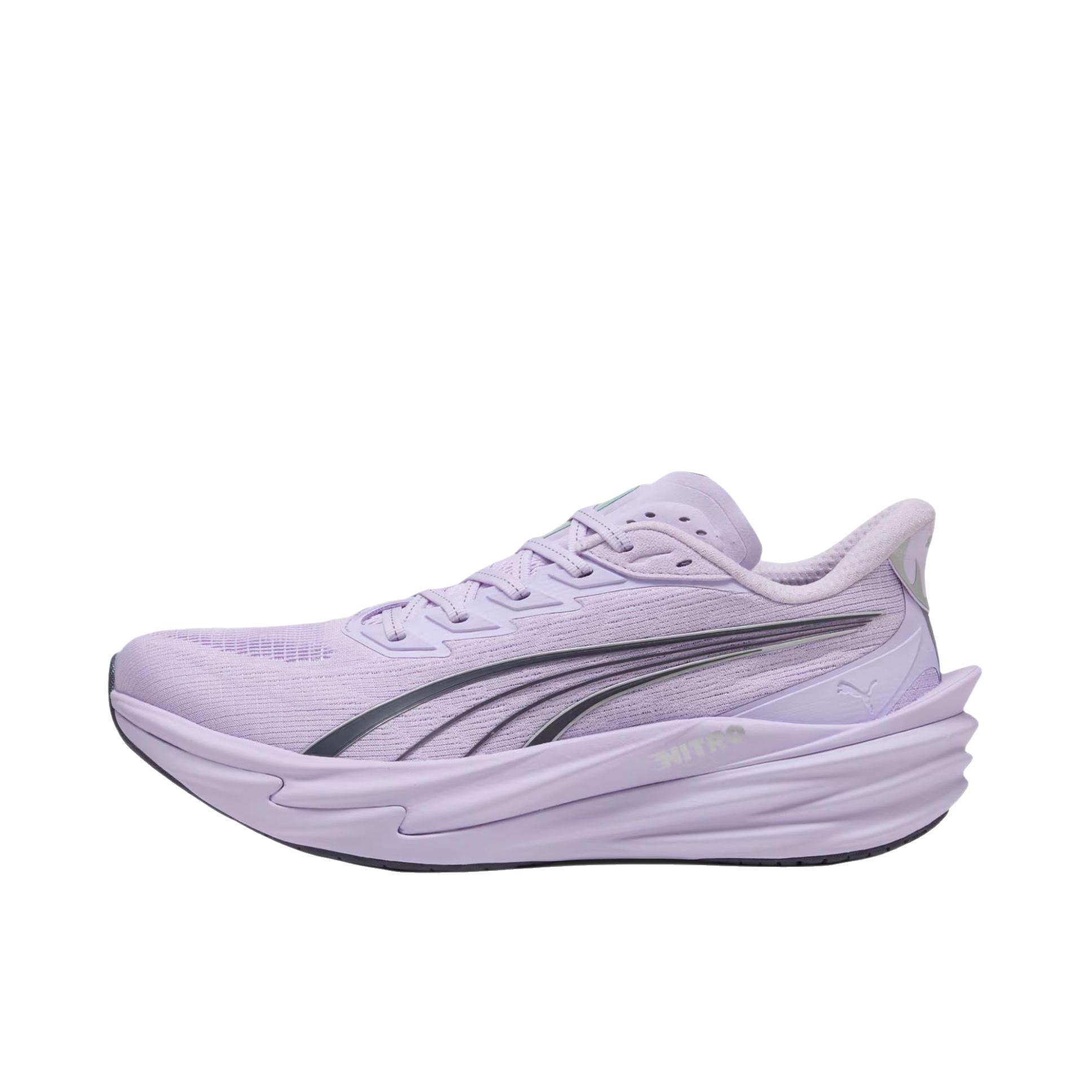 推荐商品：Puma/彪马 Deviate Nitro 4 彪破4 跑鞋 舒适缓震防滑贴合回弹长距离氮气科技日常跑轻便竞速 浅薰衣草色/墨色深邃 