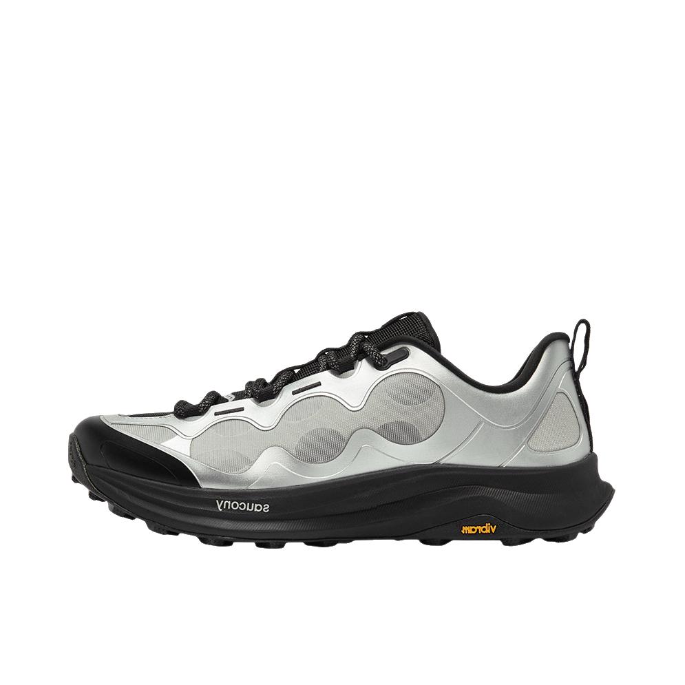推荐商品：Saucony/索康尼 PEREGRINE 游隼 16 SHIFT 户外休闲鞋 舒适轻便透气系带 银色/黑色