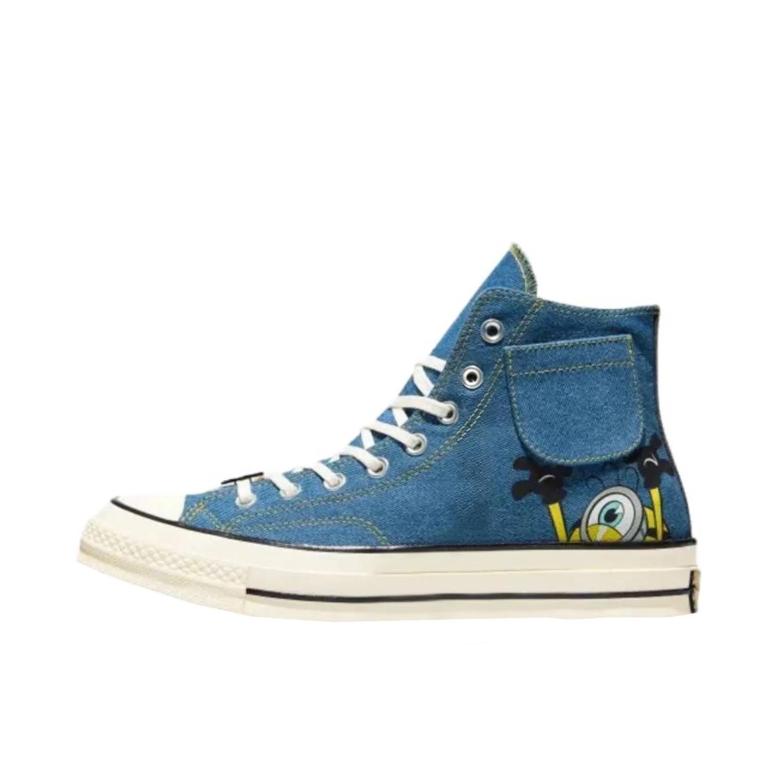 推荐商品：Converse/匡威 Chuck 70 帆布鞋 防滑耐磨薄底轻便透气舒适百搭复古时尚贴合圆头流光风 MINIONS联名/高帮/蓝色
