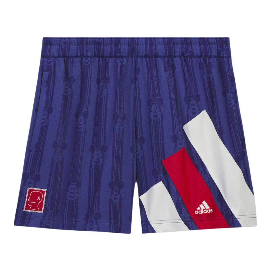 adidas/阿迪达斯 × 迪士尼 x Brain Dead 2026SS 联名中腰条纹松紧运动短裤 KR5196 胜利蓝