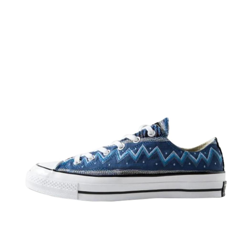 推荐商品：Converse/匡威 Chuck 70 帆布鞋 防滑耐磨薄底轻便透气舒适百搭复古时尚贴合圆头流光风 Stussy联名/低帮/蓝色