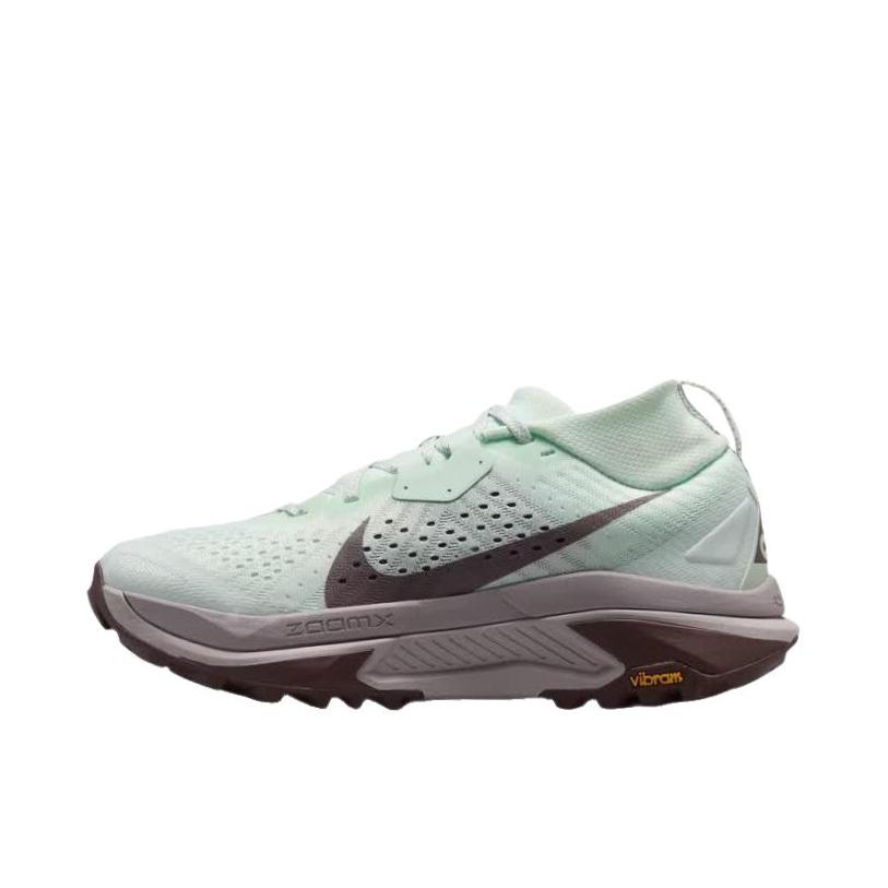 推荐商品：Nike ACG Zegama TRAIL 越野跑鞋 圆头系带舒适 微绿色/银紫色/图腾黑紫