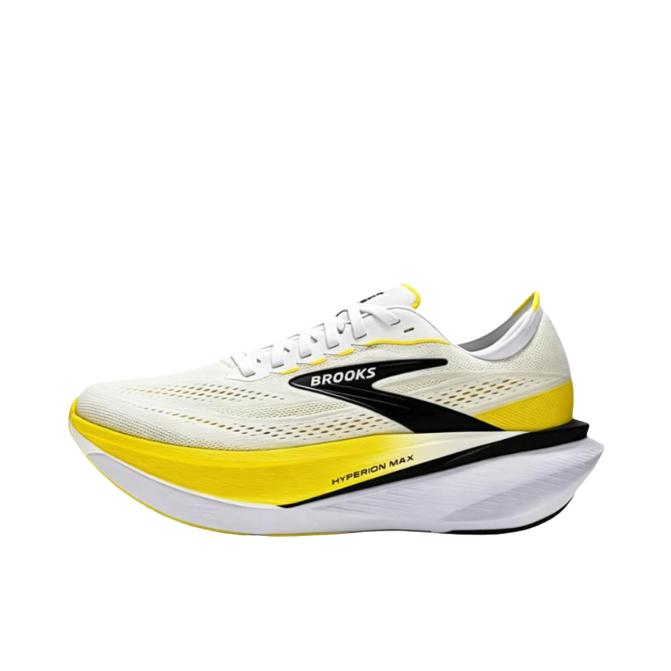 推荐商品：Brooks/布鲁克斯 HYPERION MAX 烈风4 跑鞋 舒适回弹轻便透气 白色/黄色/黑色