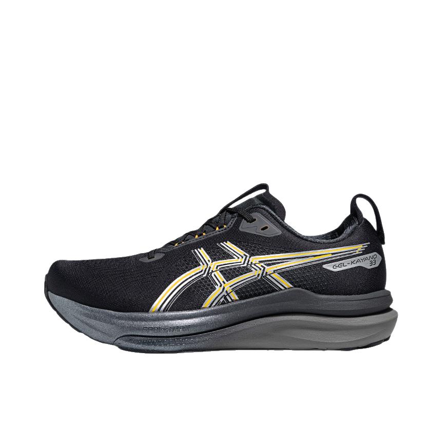 推荐商品：Asics/亚瑟士 GEL-KAYANO 33 跑鞋 透气支撑回弹橡胶 微光版/黑色/银色/灰色