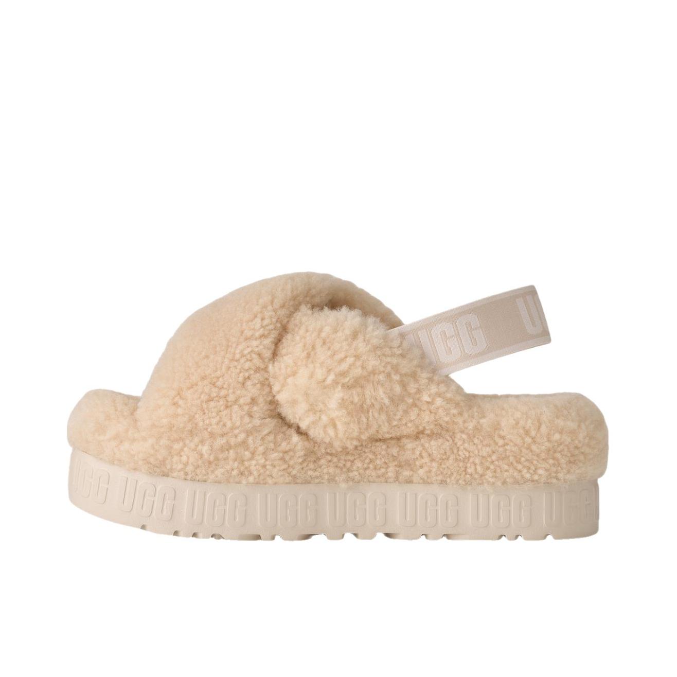 推荐商品：UGG Slipper Evolution 拖鞋 厚底松紧带舒适 加绒/女款/自然白色
