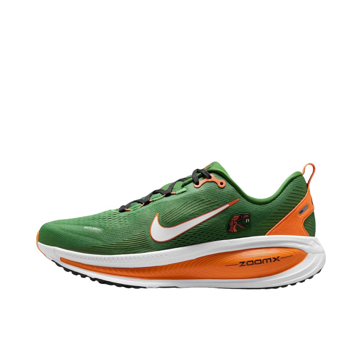 推荐商品：Nike Vomero 18 跑鞋 减震防滑低帮厚底训练轻便短跑贴合防水 NCAA联名/堡垒绿/橘色/白色