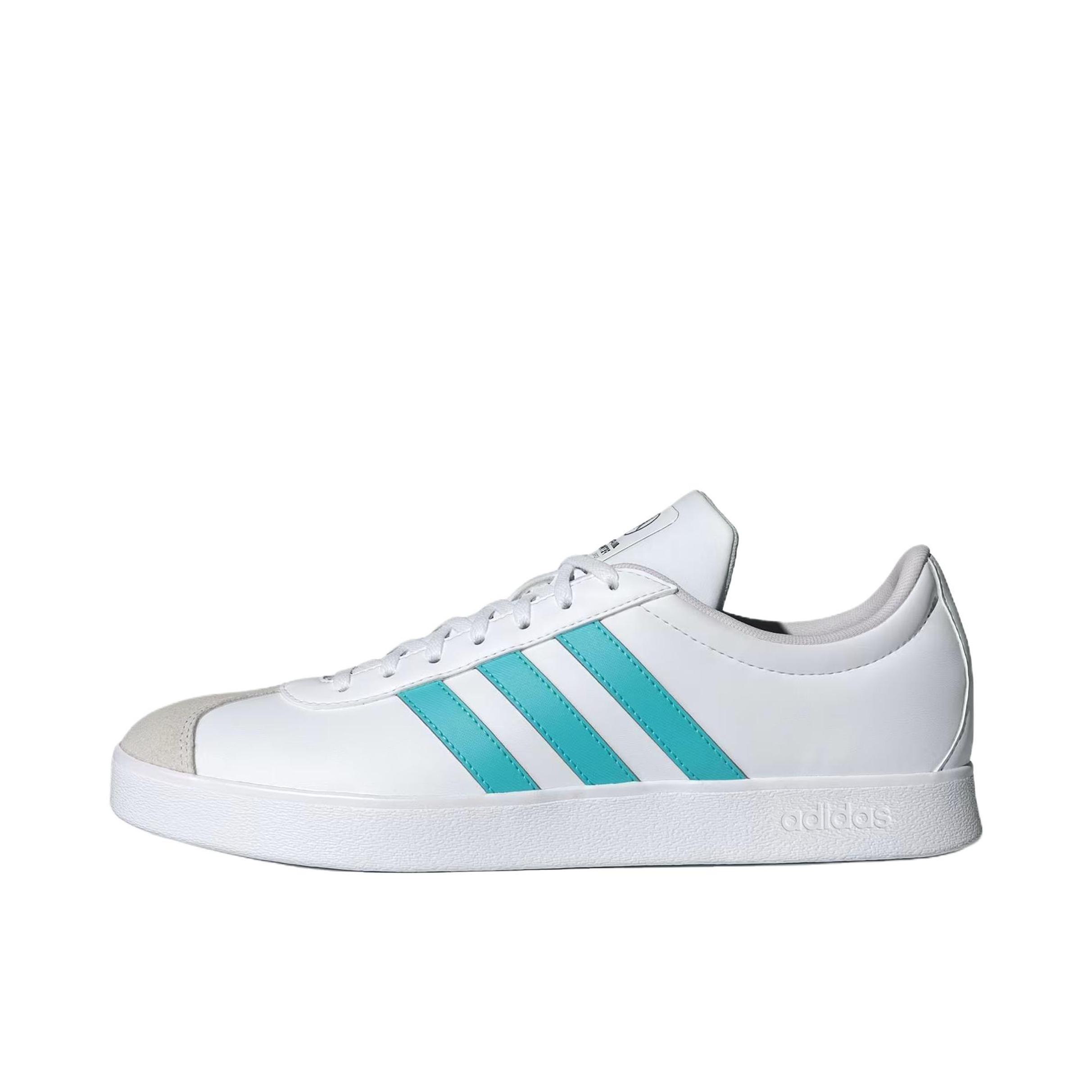 推荐商品：adidas VL Court T头鞋 德训鞋 板鞋 休闲舒适轻便减震耐磨防滑轻运动复古圆头 白色/蓝 色