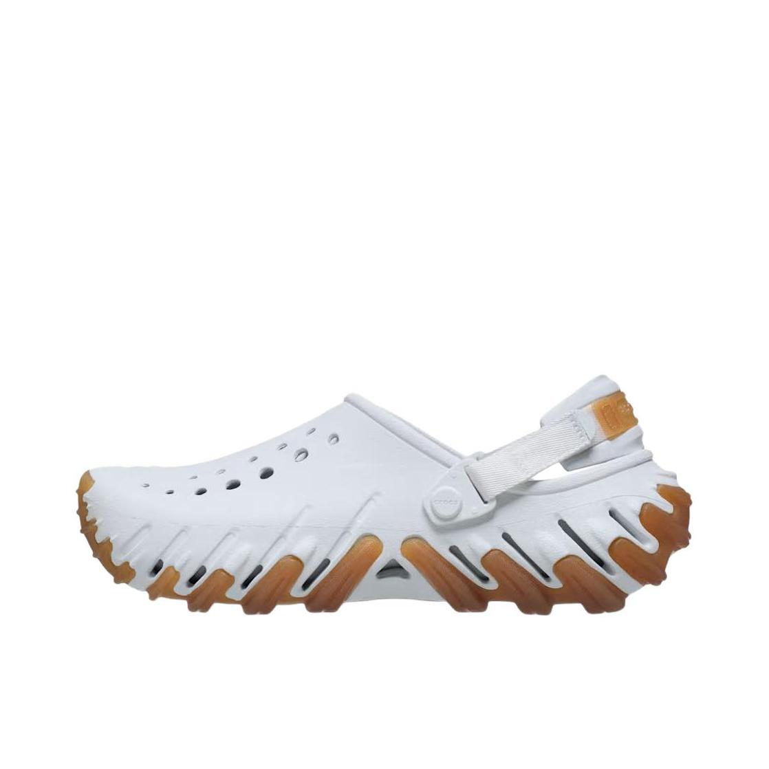 推荐商品：Crocs/卡骆驰 Echo Clog 波波 防滑包头 轻便舒适 一脚蹬 圆头 沙滩运动 涉水 缓震 洞洞鞋 凉鞋 白色/褐色