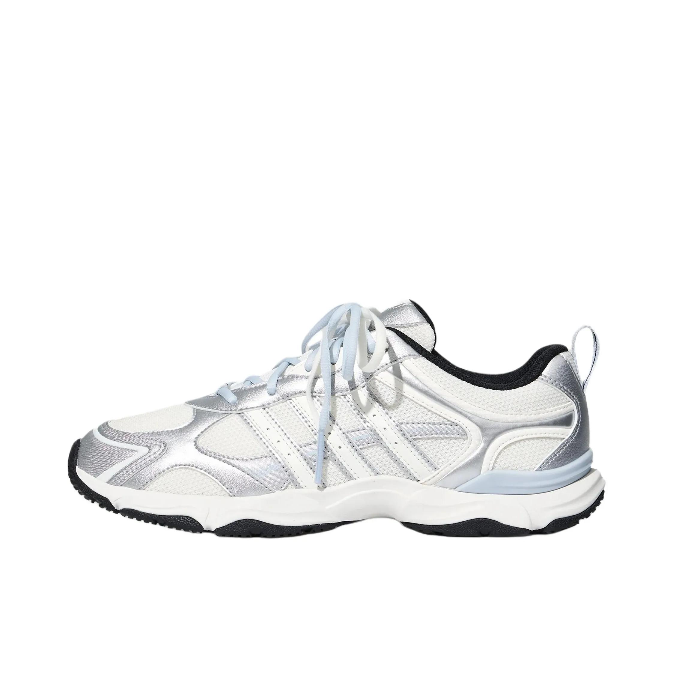 推荐商品：adidas WHISPER GLIDE HYPE 运动休闲鞋 复古防滑耐磨回弹 低帮/女款/金属银/亮白色/黑色
