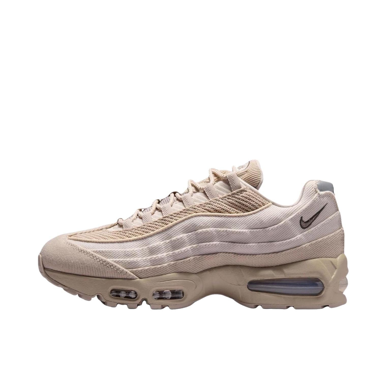 推荐商品：Nike Air Max 95 跑鞋 潮流时尚复古百搭防滑耐磨舒适透气防水气垫织物支撑低帮缓震贴合耐用圆头 米色/暗黑色