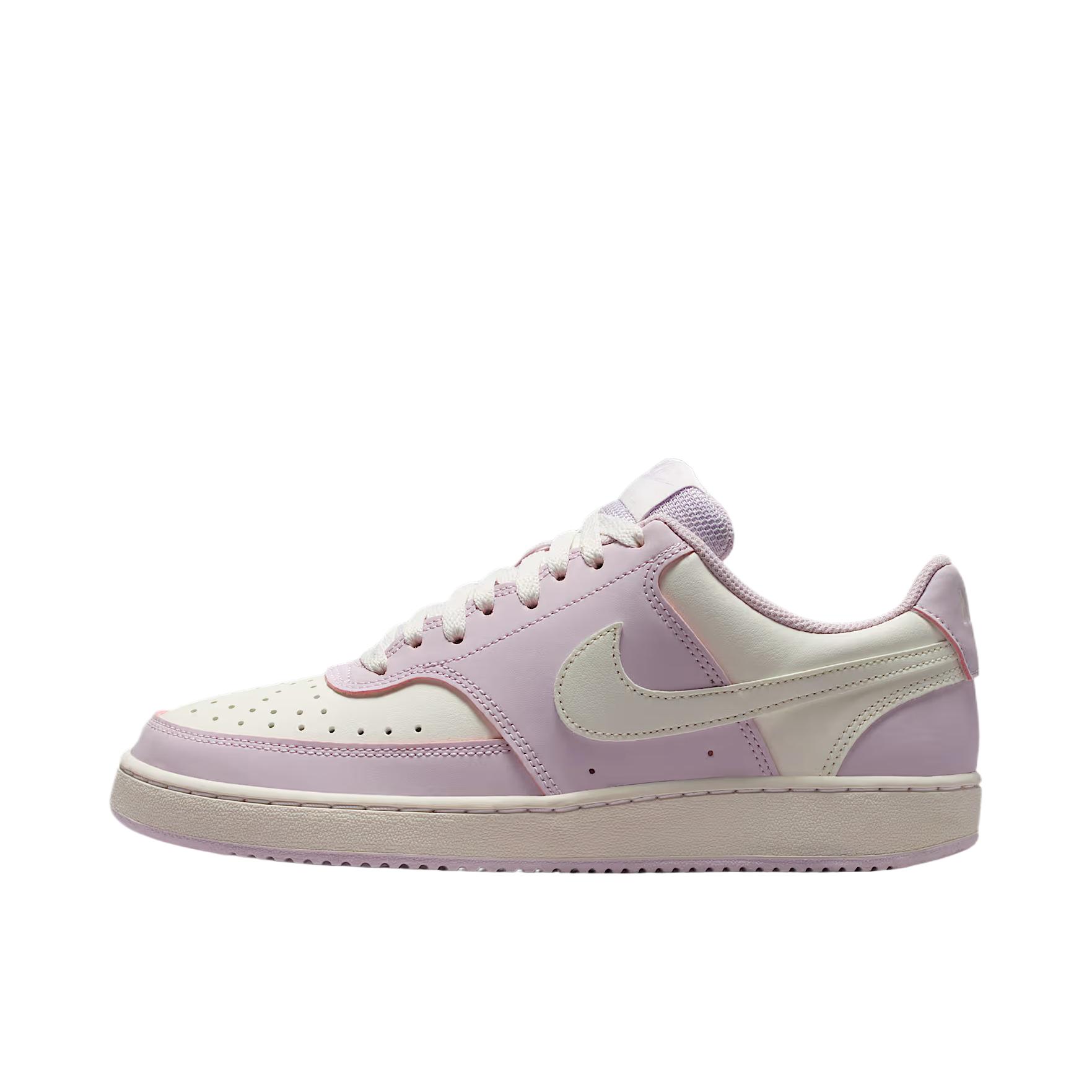 推荐商品：Nike Court Vision 板鞋 复古缓震抓地防滑轻便 低帮/女款/浅紫丁香色/帆白色