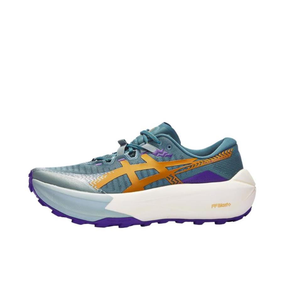 推荐商品：Asics/亚瑟士 TRABUCO MAX 5 越野跑鞋 圆头系带防水抓地缓震贴合 灰色/蓝色/橙色
