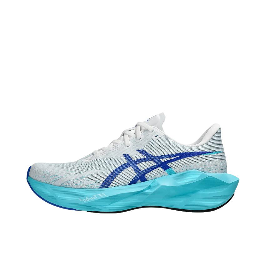 推荐商品：Asics/亚瑟士 NOVABLAST 6 跑鞋 轻量缓震耐磨透气 白色/蓝色
